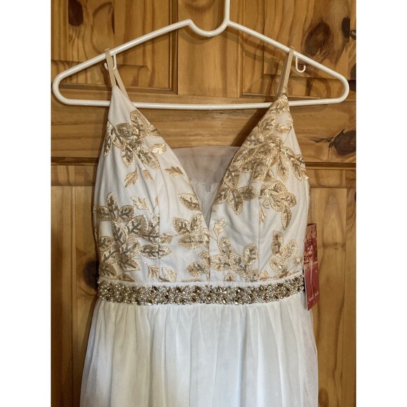 Emerald Sundae Dress Sz 7 Ivory Metallic Embroidered Wedding Party Ball Gown New - Picture 2 of 15